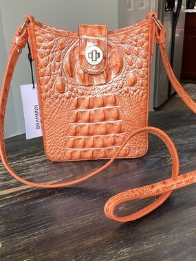 Brahmin Melbourne Collection Solar Orange Marley Crossbody Bag